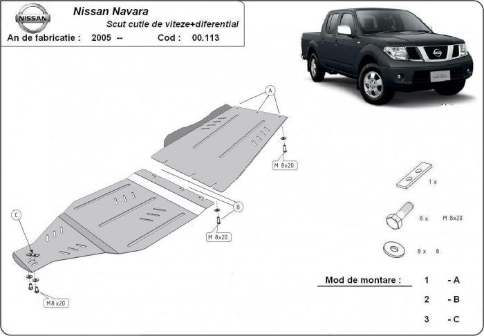 Scut cutie de viteza si reductor Nissan Navara 2005-2015