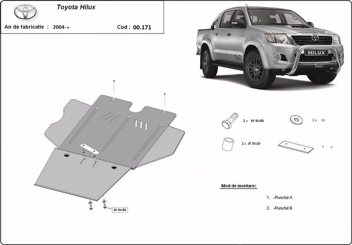 Scut cutie de viteza, filtru particule Toyota Hilux 2004-2015