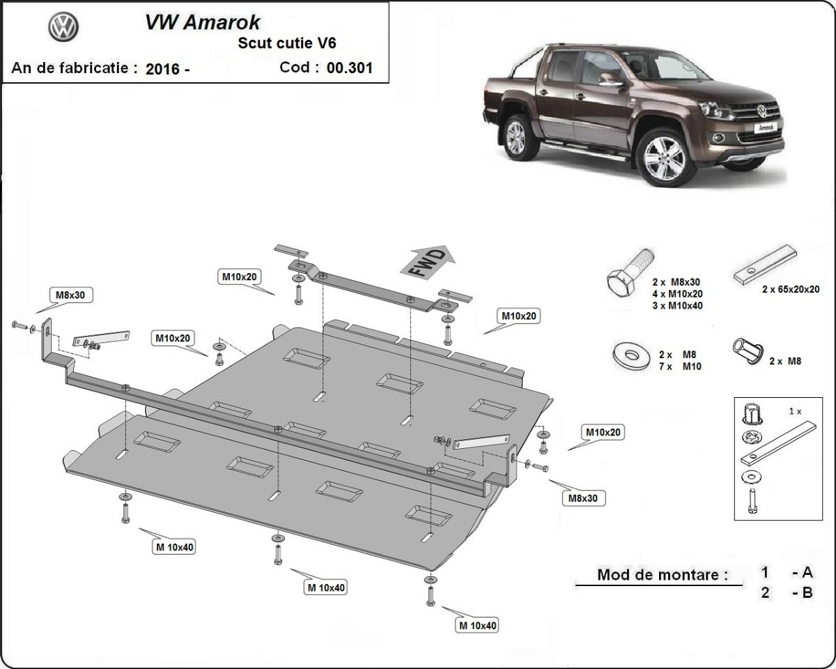 Scut cutie de viteza si diferential Volkswagen Amarok - V6 Automat 2016-2022