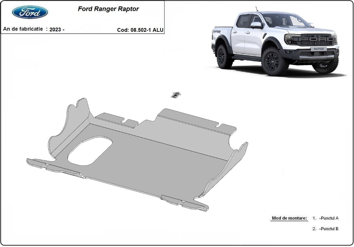 Scut Motor si grup fata Ford Ranger Raptor - Aluminium 2023-2025