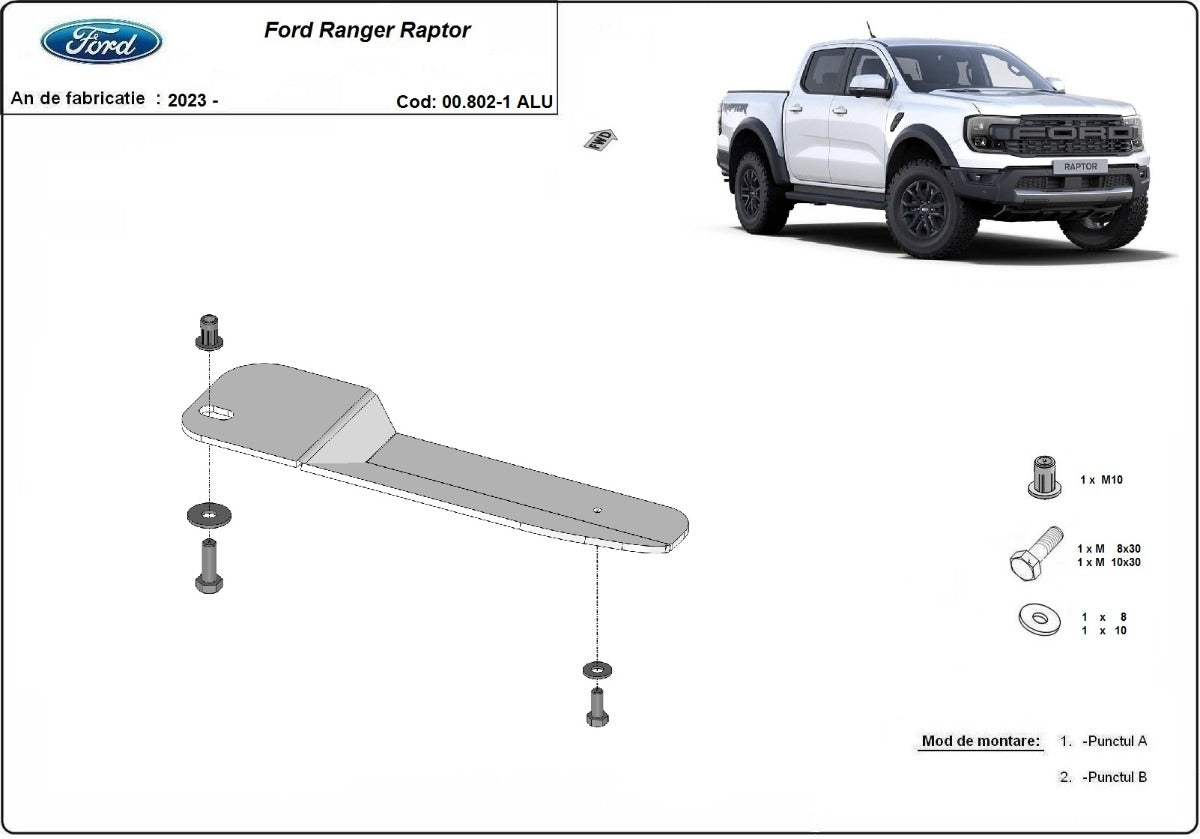 Scut filtru combustibil, conducte Ford Ranger Raptor - Aluminium 2023-2025