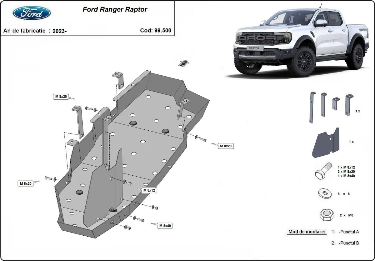 Scut rezervor combustibil Ford Ranger Raptor 2023-2025