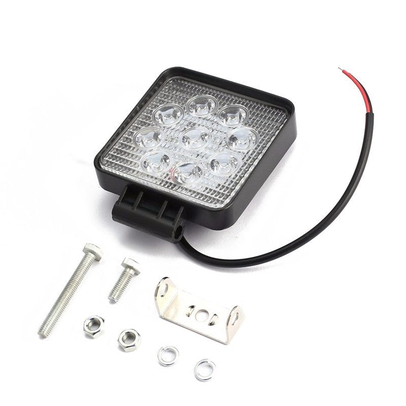 Lampa de lucru 9 LED-uri 27W Flood Slim Patrat 12V