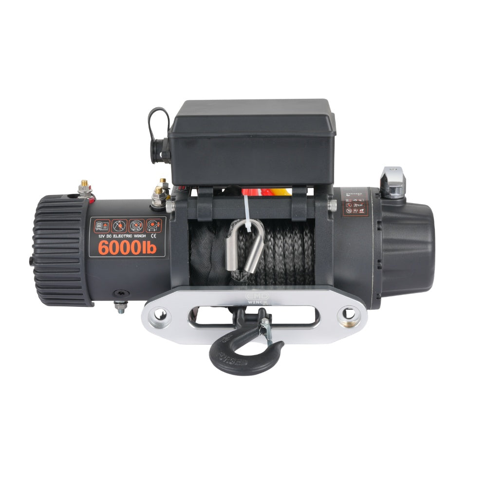 Troliu electric auto EMD Winch 6000lbs (2722kg), 12V, cablu sintetic, 15m, raport 173:1
