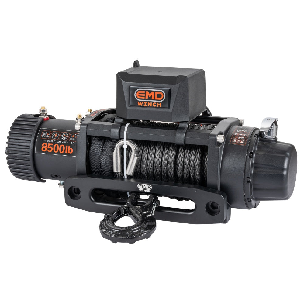 Troliu electric auto EMD Winch 8500lbs (3856kg), 12V, cablu sintetic, 24m, raport 150:1
