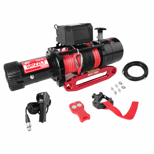 Troliu Grizzly Winch 12000lbs (5454kg) Raport 72.5:1 cu sufa sintetica cu Air free spool