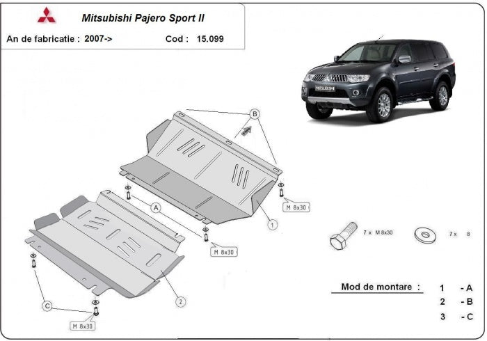 Scut motor și radiator Mitsubishi Pajero Sport 2 2007-2015