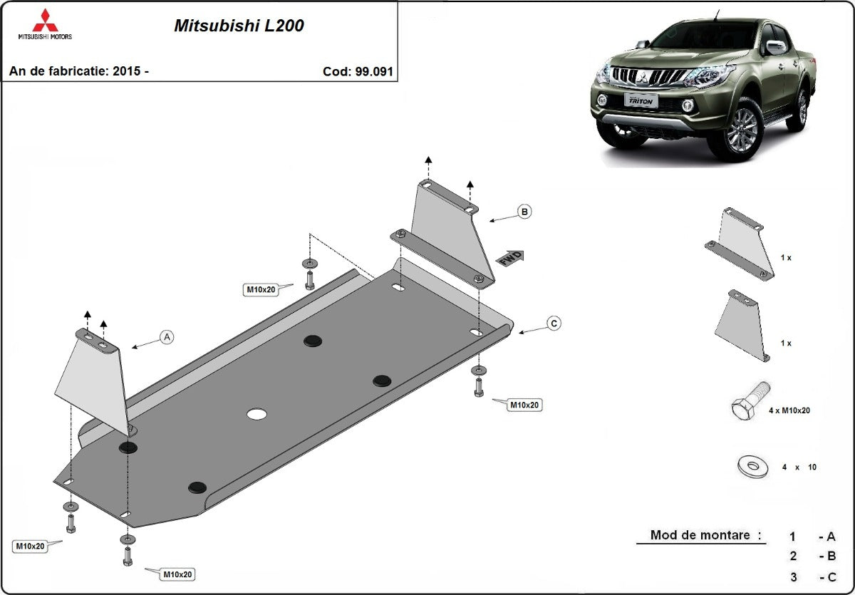 Scut rezervor Mitsubishi L 200 2015->