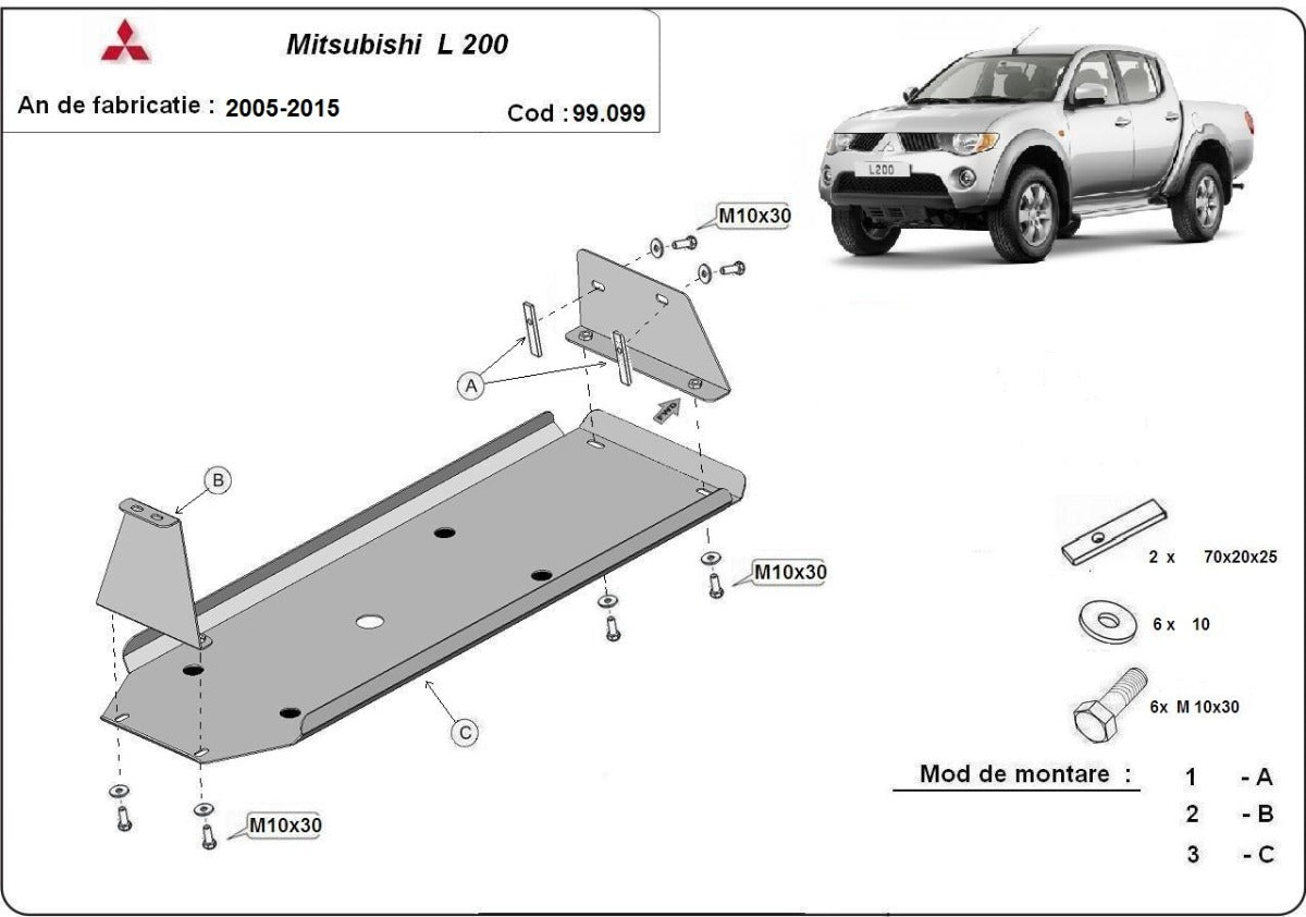 Scut rezervor Mitsubishi L 200  2005-2015