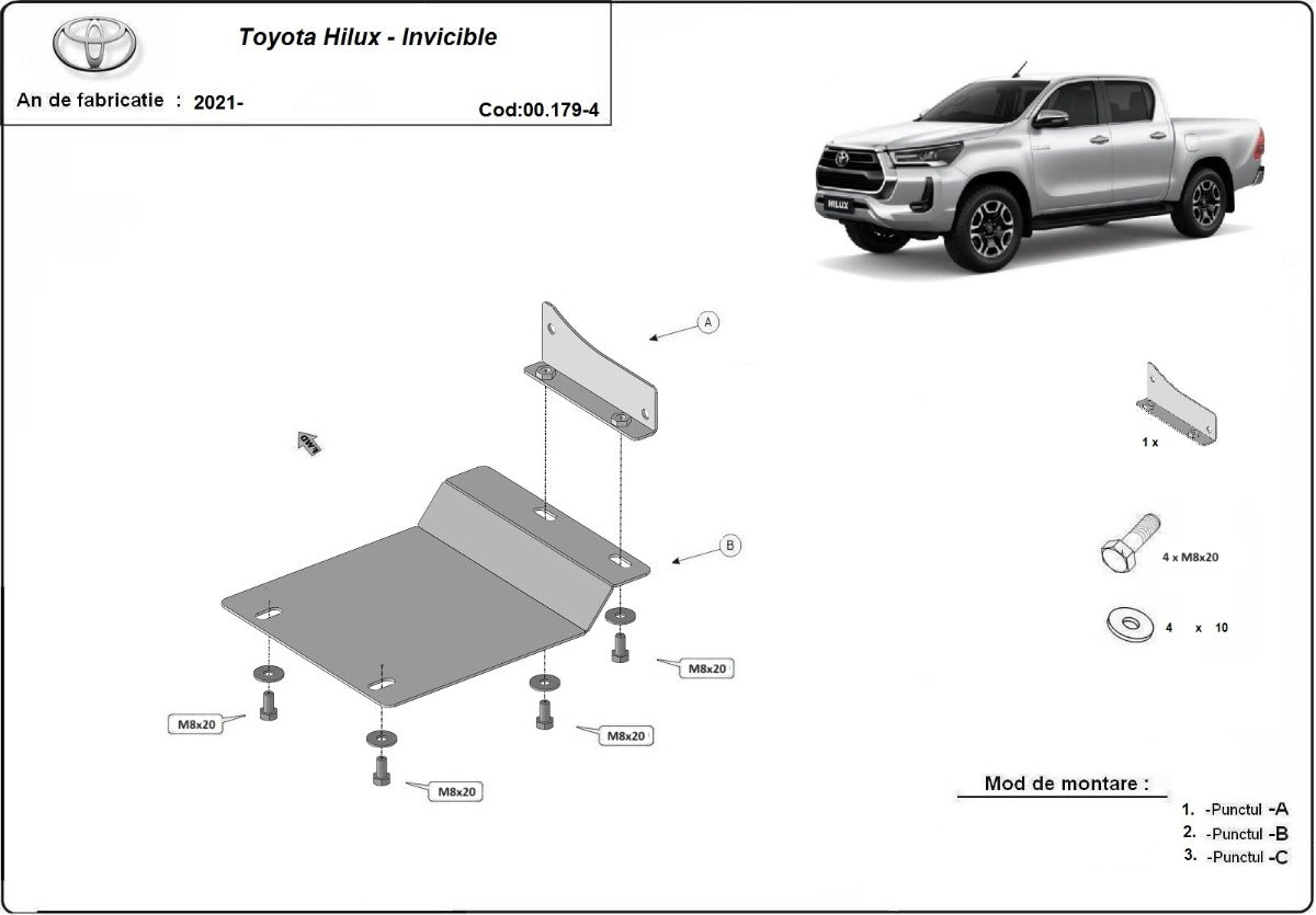Scut senzor filtru de particule din aluminiu Toyota Hilux 2021-2025