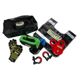 Kit de recuperare Off-Road complet cu Sufe, Ocheți, Scripete, Mănușă, Greutate cablu troliu și Geantă Camuflaj EMD4x4