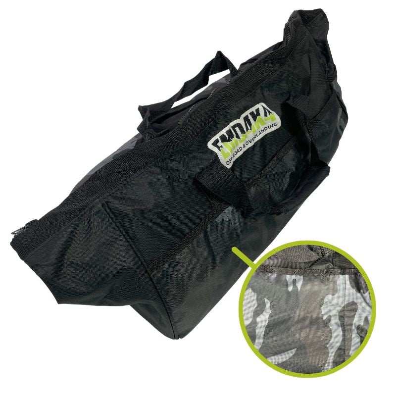Kit de recuperare Off-Road complet cu Sufe, Ocheți, Scripete, Mănușă, Greutate cablu troliu și Geantă Camuflaj EMD4x4
