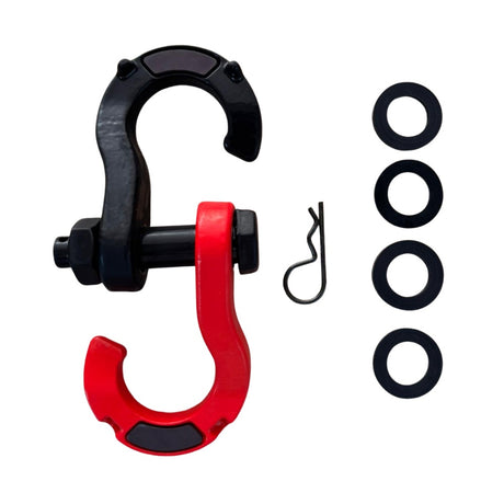 Ochet de recuperare 8500 kg cu deschidere rapidă (quick release), metalic, negru-roșu, EMD4x4