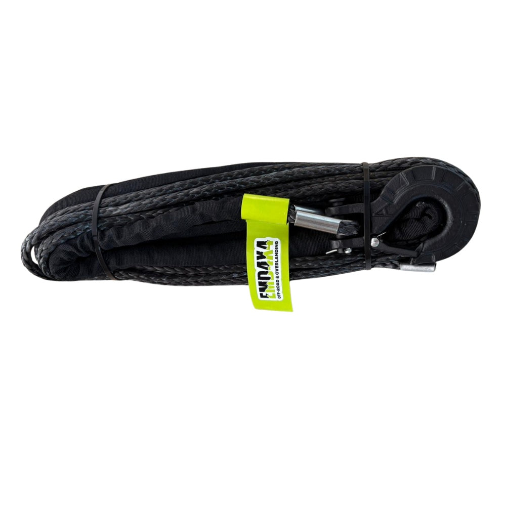 Plasmă (cablu) sintetică troliu 8mm x 30m, 6700 kg, cu cârlig, negru Emd4x4