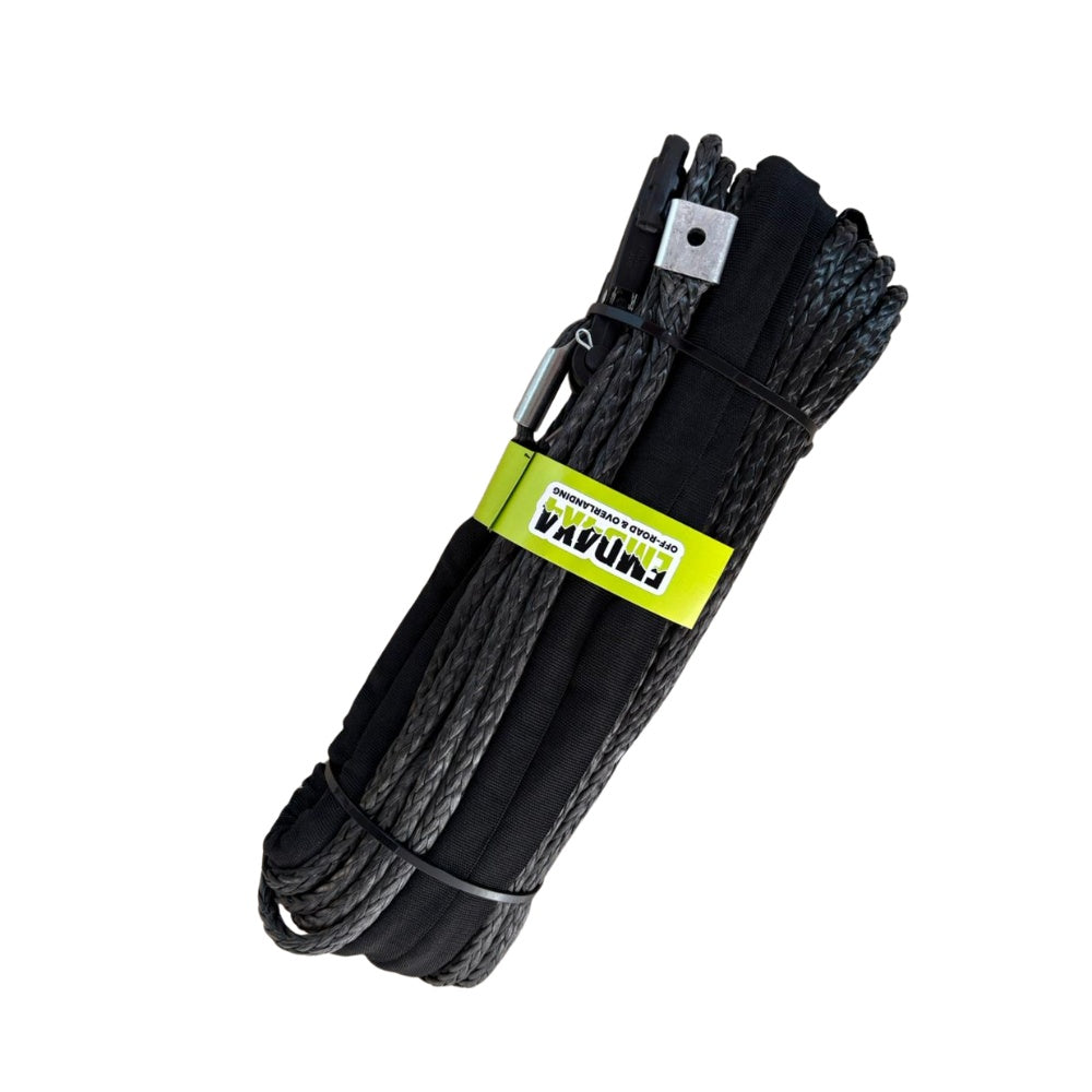 Plasmă (cablu) sintetică troliu 8mm x 30m, 6700 kg, cu cârlig, negru Emd4x4