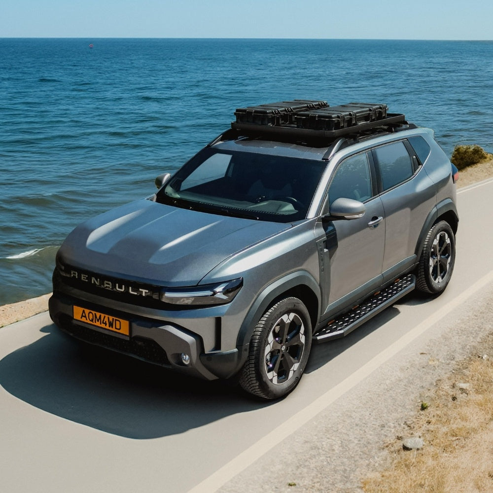 Portbagaj Aluminiu Slim Dacia Duster 2024+, 135 x 115 cm, montare pe barele transversale, kit de montare inclus