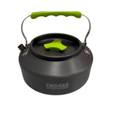 Set gătit camping și drumeție cu arzător pe gaz, oală, tigaie, ceainic, căni și tacâmuri, pentru 2–3 persoane, Emd4x4