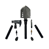 Set lopată pliabilă multifuncțională, 73 cm, oțel inoxidabil, lopată + topor + târnăcop + ciocan + cuțit, cutie depozitare inclusă, Emd4x4