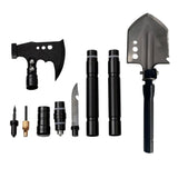 Set lopată pliabilă multifuncțională, 73 cm, oțel inoxidabil, lopată + topor + târnăcop + ciocan + cuțit, cutie depozitare inclusă, Emd4x4