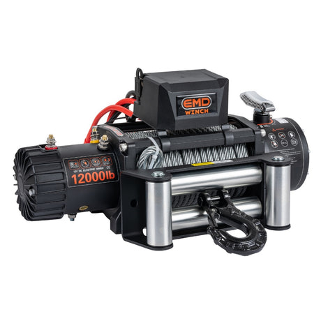 Troliu electric auto EMD Winch 12000lbs (5443kg), 12V, cablu otel, 26m, raport 265:1
