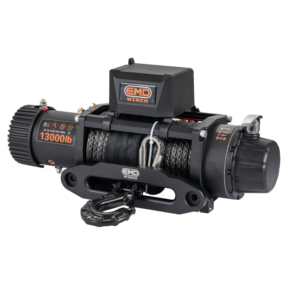 Troliu electric auto EMD Winch 13000lbs (5897kg), 12V, plasmă (cablu) sintetic 26 m x 9.5 mm, raport 173:1