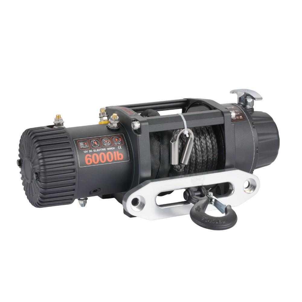 Troliu electric auto EMD Winch 6000lbs (2722kg), 12V, cablu sintetic, 15m, raport 173:1